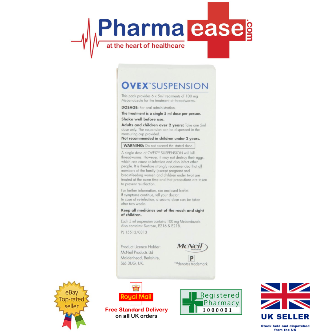 Ovex Suspension Family Pack 100mg/5ml -Treats Threadworm - 30 ml - | eBay