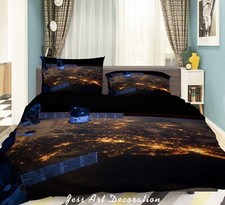 3D Earth Space Station Satellit Quilt Cover Set Duvet Cover Bedding Pillowcases