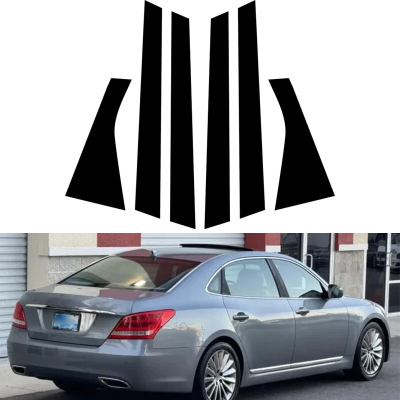 Cubierta de ventana de puerta postes de pilar negro brillante apto para Hyundai Equus 2011-2016 Foto 3 de 4