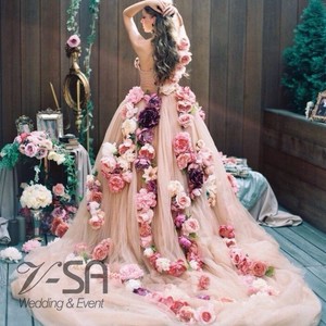 Robe Soiree Mariage Rose Fleurs Ebay