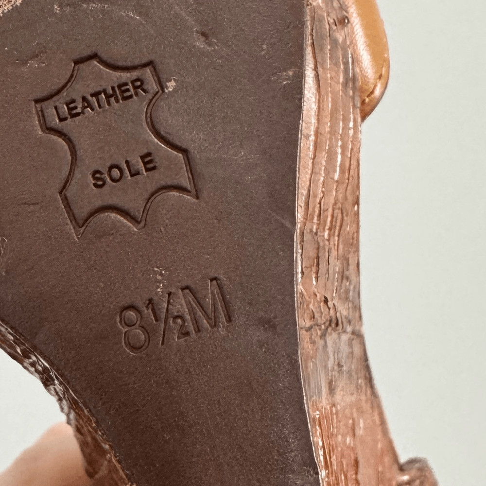 TORY BURCH Brown Leather and Python Platform Wedg… - image 7