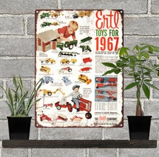 1967 Ertl Cast Iron Toys IH Tractor Farm Allis AD Metal Sign Repro 9x12" 60279