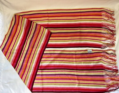Moschino 44-Stripe Scarf Larioseta Como Colorful Pattern 77  X 13  Made In Italy