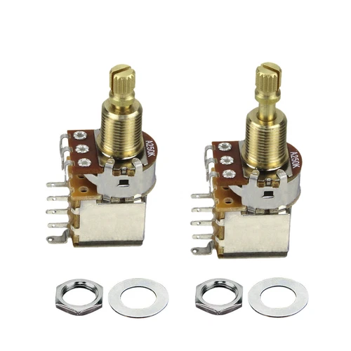 FLEOR 2Pcs Guitar Bass Push Push Potentiometer Brass Long Split Shaft Pots
