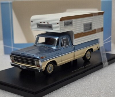Ford USA F-100 Camper 1972 Light Blue Met Ivory White 1:43 Neo