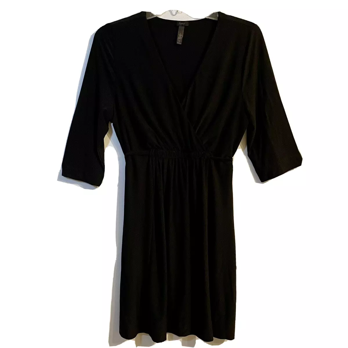 Soma Intimates Medium Wrap Nightgown Black Empire Waist Dress 3/4