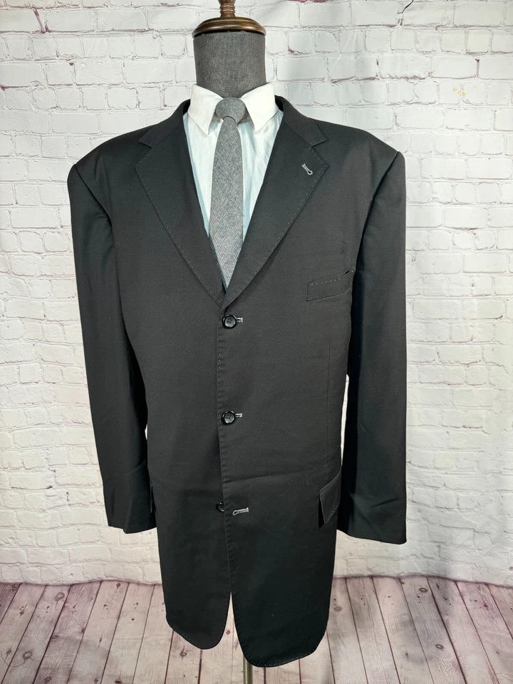 Mens Black 3 Button BIG & TALL Super Soft 2 Piece Suit 52R Jacket 48x30 Pant - Image 2 of 4