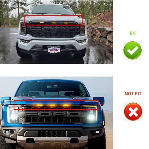 For 2021-2023 FORD F150 Grille Raptor style Front Bumper Grill W/LED Matte Black - Picture 8 of 12