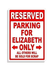 Personalized Parking Sign Wall Decal Metal Sign No Parking Customized Elizabeth