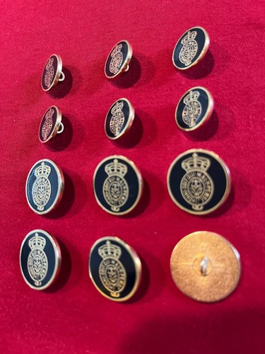 24K Gold Enamel Brass Metal Royal Order of the Garter Crown Blazer 12-Button Set - Picture 5 of 6
