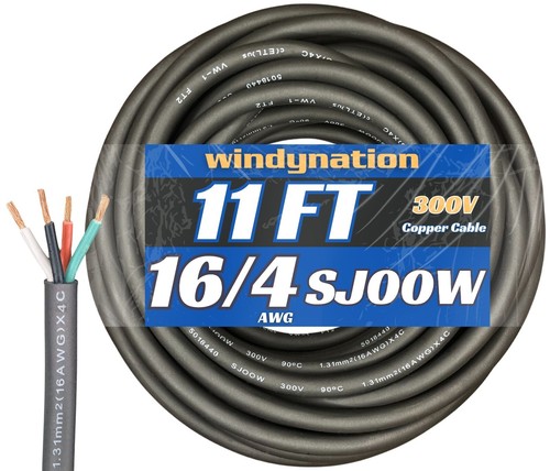 WindyNation 16/4 16 AWG 4 Conductor SJOOW Cable Cord Wire 300V Portable Power - Picture 22 of 112