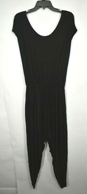 Ooberswank Womens Black Solid Scoop Neck Sleeveless Drop Crotch Jumpsuit M $78