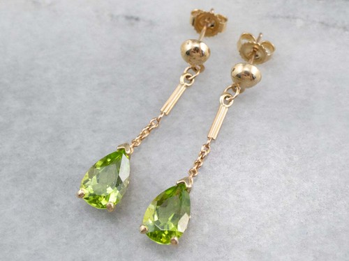 Peridot Gold Chain Drop Earrings - Picture 4 of 10