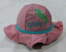 EUC Speedo Kids / Girls UV 50 Swim Bucket Hat w/ Strap  6-12 Months S/M