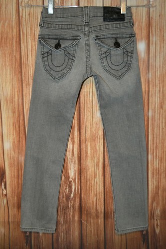 True Religion Girls Julie Slim Straight Pocket Flaps Snap Button Gray Jeans Sz 7 - Picture 6 of 12
