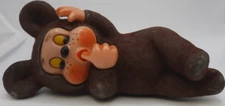 Monchhichi Style Thumb Sucker 7" Long Monkey/Bear Flocked Piggy Bank Vintage