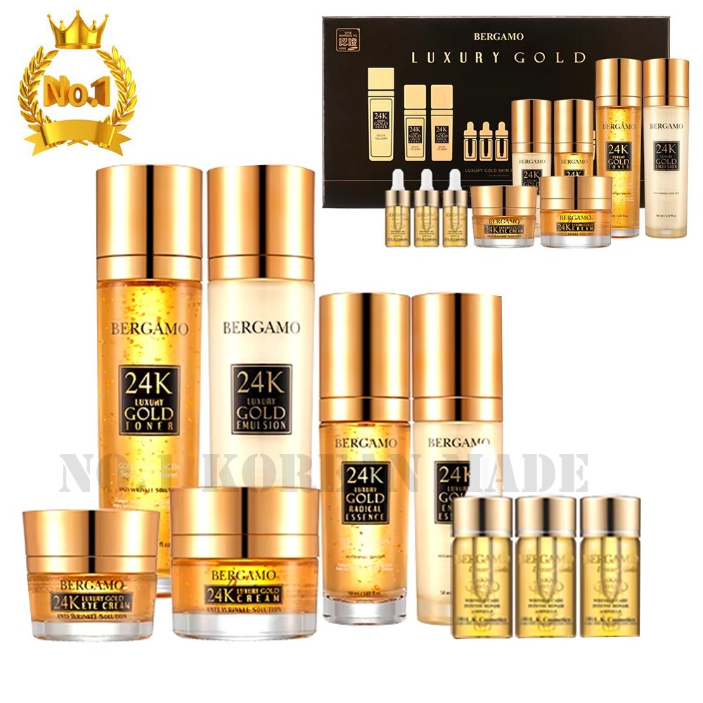 BERGAMO Luxury Gold Skin Care 9PCS Set/ANTI-AGING,BRIGHTENING/NO.1 
