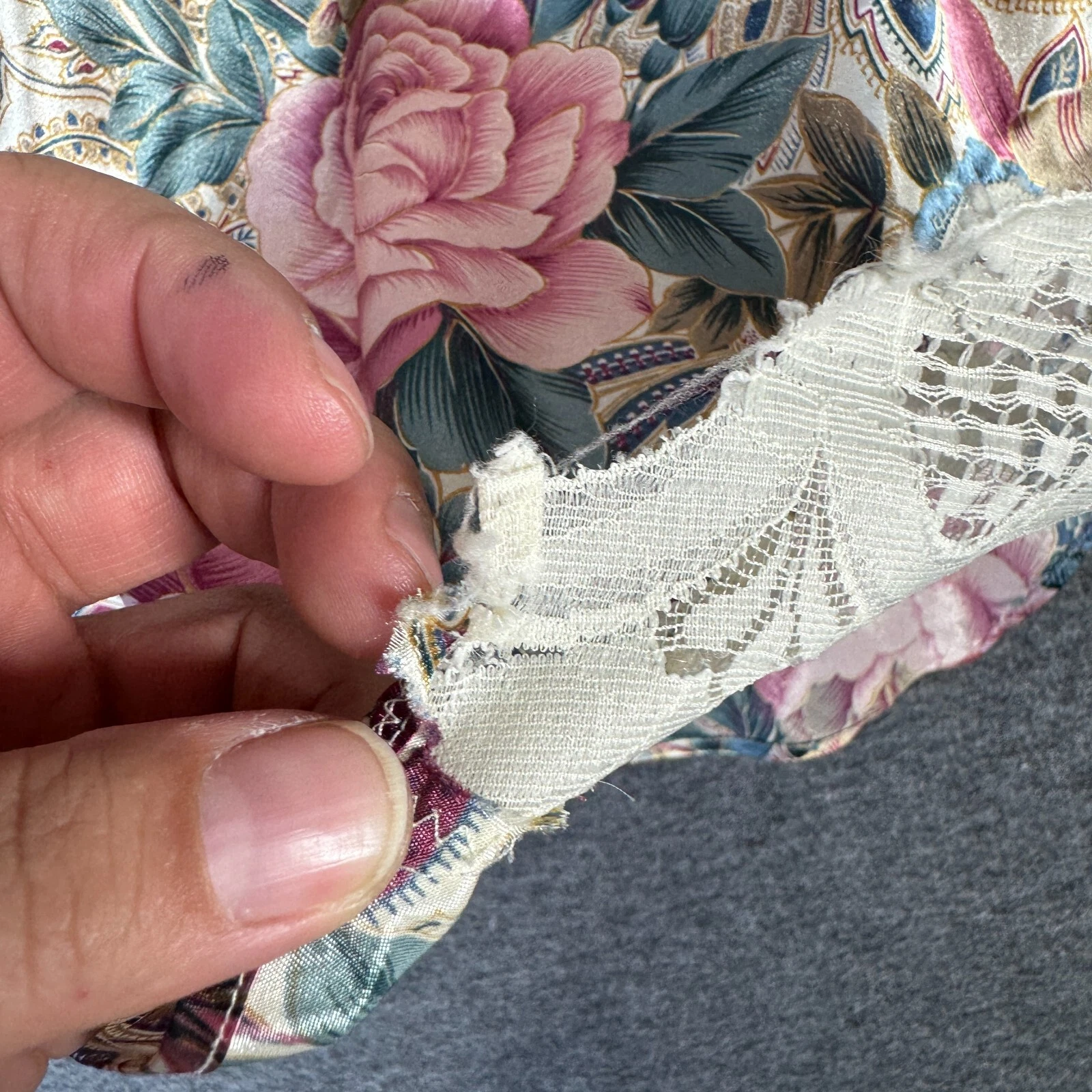 UNDERCOVER Camicia da notte vintage anni 90 Victoria's Secret donna piccola S raso pizzo floreale