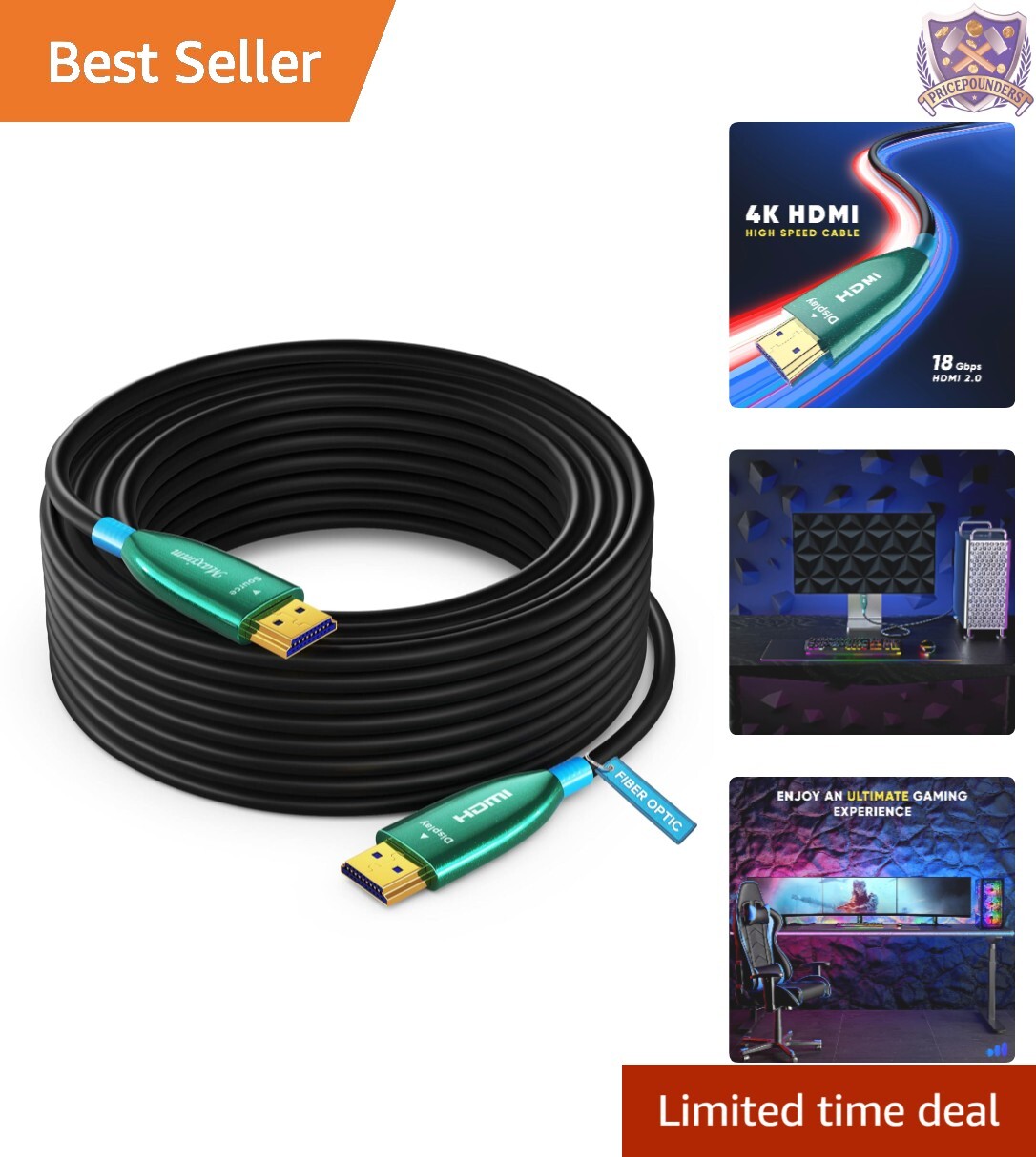 75ft 4K Fiber Optic HDMI Cable 18Gbps High-Speed 2160p Unidirectional for Home Theater-image