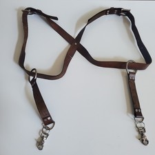 Brown Leather Dual Shoulder Camera Harness Strap, Adjustable Padded