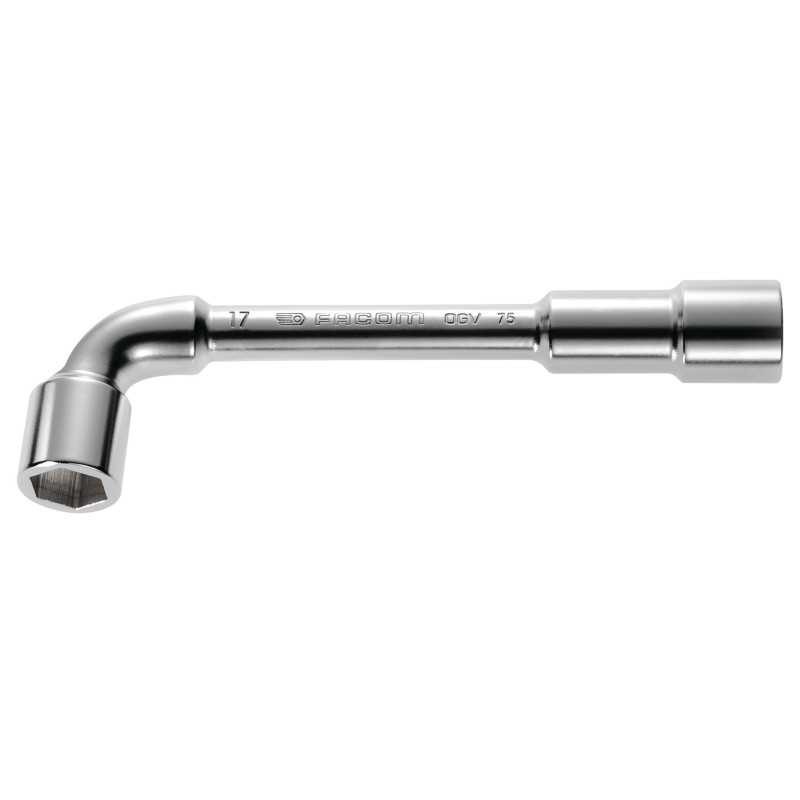 Clé à pipe débouchée FACOM 75.21 de 21mm forgée en acier chrome pour serrage mécanique