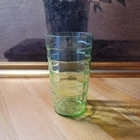 The Hocking Glass Block Optic Green Tumbler 12 oz Uranium Vaseline 4 7/8”