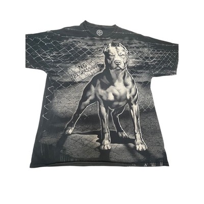 Dom Its About Art Pitbull No Trespassing Graphic T-Shirt Mens XL distressed