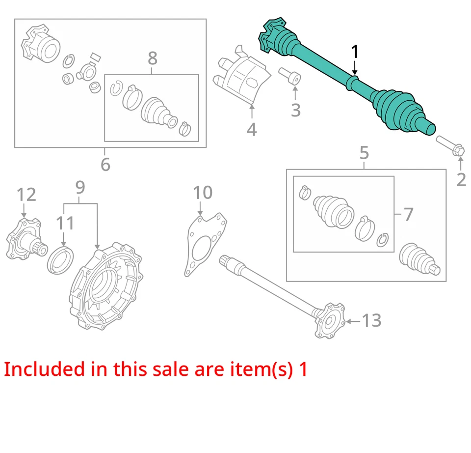 Axle Shaft VIN Fp 7th And 8th Digit Front 2.0L Turbo Fits 13-17 AUDI Q5 1592422 - Image 3 of 4