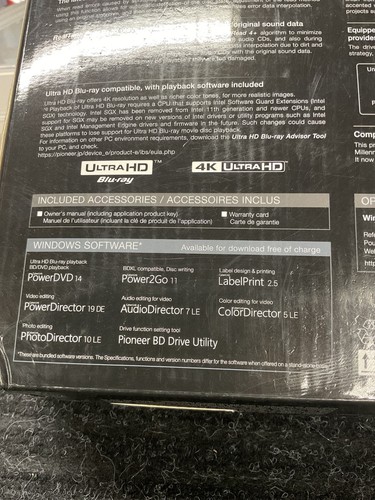 Open box Pioneer BDR-S13UBK 4k ultra HD, BD/ DVD/ CD writer. Black design - Photo 5/6