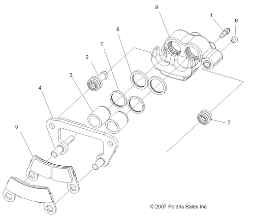 Polaris Disc Brake Caliper Assembly, Right, 1 in, Genuine OEM Part 1911187 - Picture 2 of 2