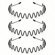 Metal Headband for Men  Women, Adjustable Wavy Zigzag Hair Bands, E-New 3pcs