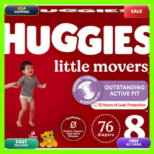 Huggies Size 8 Diapers Little Movers Baby Diapers Size 8 46 Lbs 76 Count 2