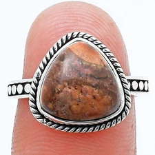 Natural Poppy Jasper 925 Sterling Silver Ring s.7.5 Jewelry R-1066