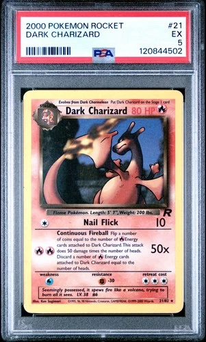 2000 POKEMON ROCKET #21 DARK CHARIZARD PSA 5