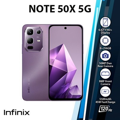 Infinix Note 50X 5G Android Cell Phone (PURPLE/8GB+256GB/Dual SIM/Unlocked/NEW)