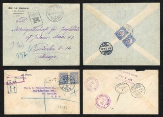 1912 13 Turkey Used Greece Covers To Germany US Salonique Sivas Pmks Reg Letter