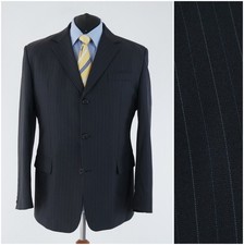 Mens Dark Grey Blazer 46R US Size MAGRA Striped Wool Sport Coat Jacket