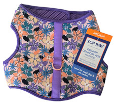 Top Paw Purple Floral, Adjustable, Comfort Vest, Puppy/Dog Harness, Medium