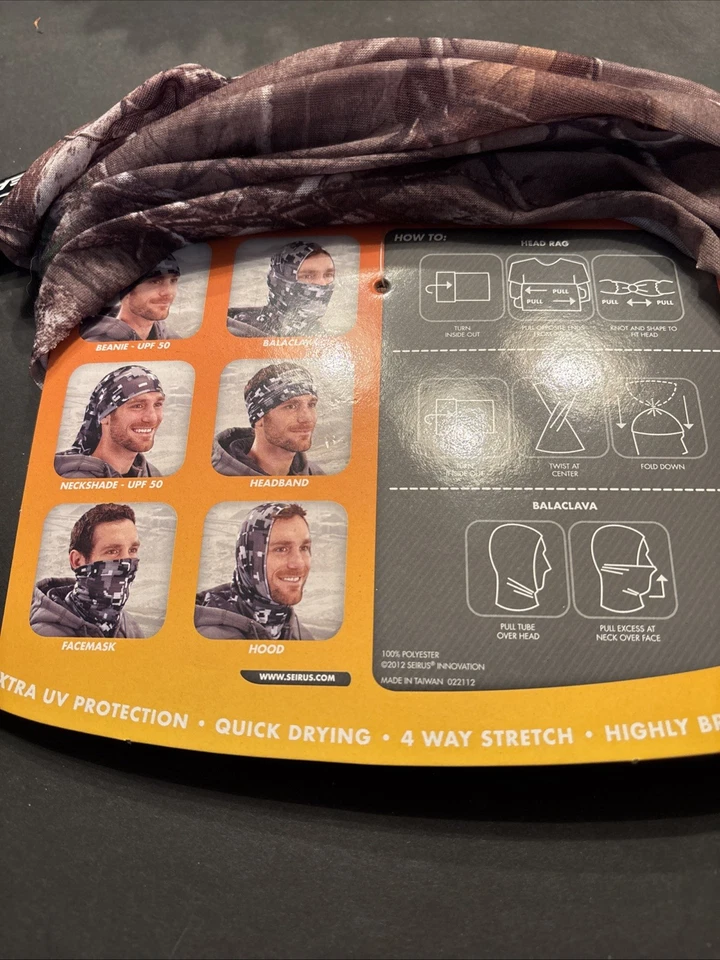 Seirus Size L Reversible Thermal Face Protection Camo or Orange Wind Water Proof - Image 4 of 4