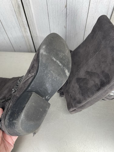 Nicht bewertet Moonshine Damenstiefel GRAU kniehohe Stiefel Größe 8 Kunst-Wildleder Cowboy - Bild 6 von 7