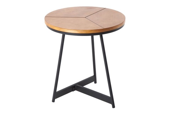 Beistelltisch Eiche Metall Rund Ø 45 Cm H: 50 Cm Industrial Beistell Tisch-image