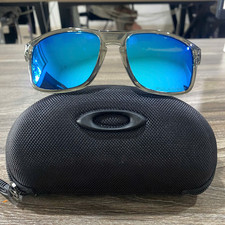 Oakley Holbrook Polarized Sunglasses Clear Grey Frame Blue Mirror Lens UV400