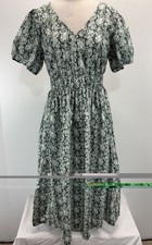 J. Crew Factory Floral Smocked Waist Poplin Cotton Midi Dress Sz 12