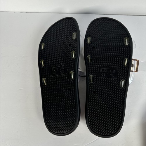 Bundle 2 Pairs Size 10 Sandal Slides One Black One Gold With Clear Jelly Straps - Picture 4 of 7