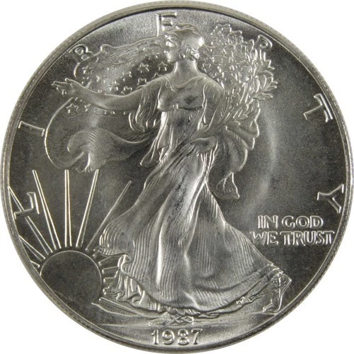 1987 BU Unc American Silver Eagle 1 Troy Oz .999 Fine Silver