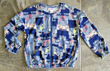 Lularoe Kids Child Size 4 Monroe Zip Front Jacket Blue Pink Geometric Polyester