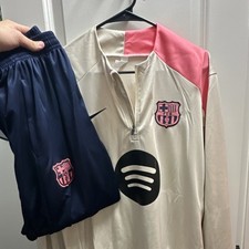 Nike FC Barcelona Tracksuit Set Beige Pink Navy Embroidered Logo Size M