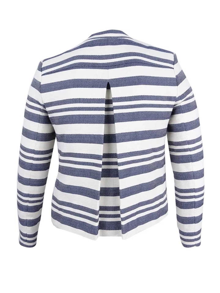 Blazer Tommy Hilfiger para mujer de sarga a rayas con cremallera frontal (6, índigo/crema) Foto 2 de 3