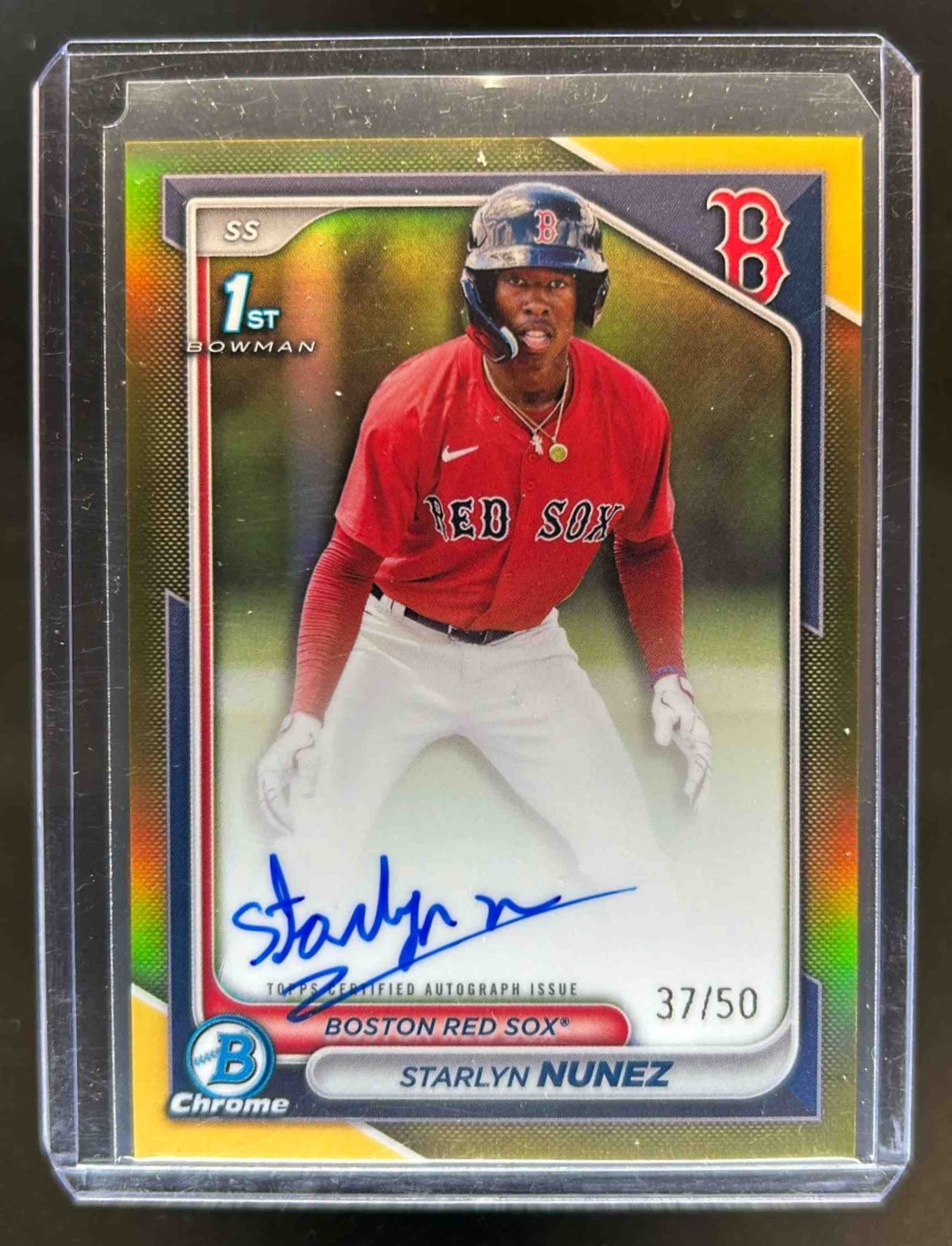 2024 Bowman Chrome Starlyn Nunez Auto Gold Refractor 1st #37/50 Red Sox