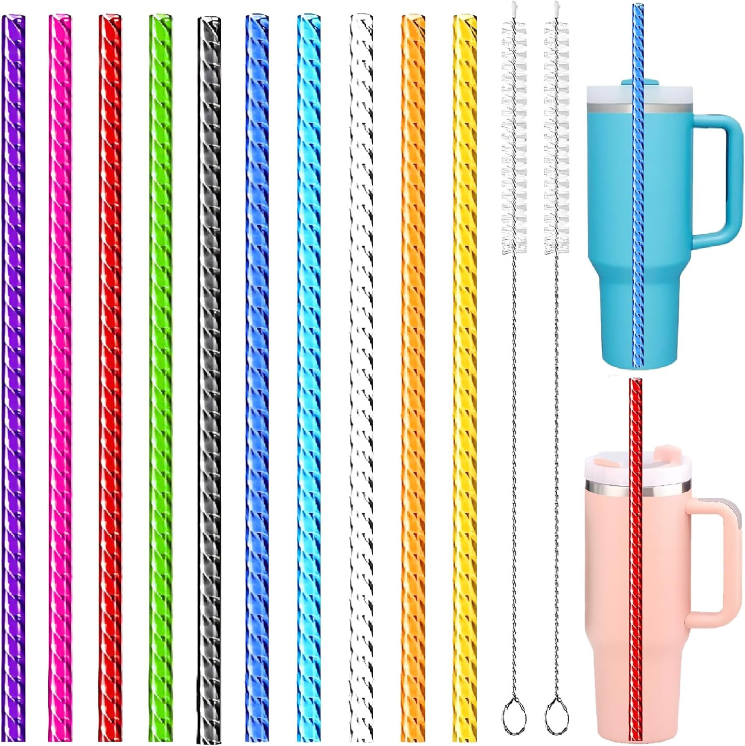 10PCS Reusable Sparkling Thick Straws for Stanley Adventure 